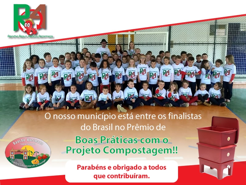 Município está entre os finalistas do Brasil no Prêmio de Boas Práticas com o Projeto Compostagem