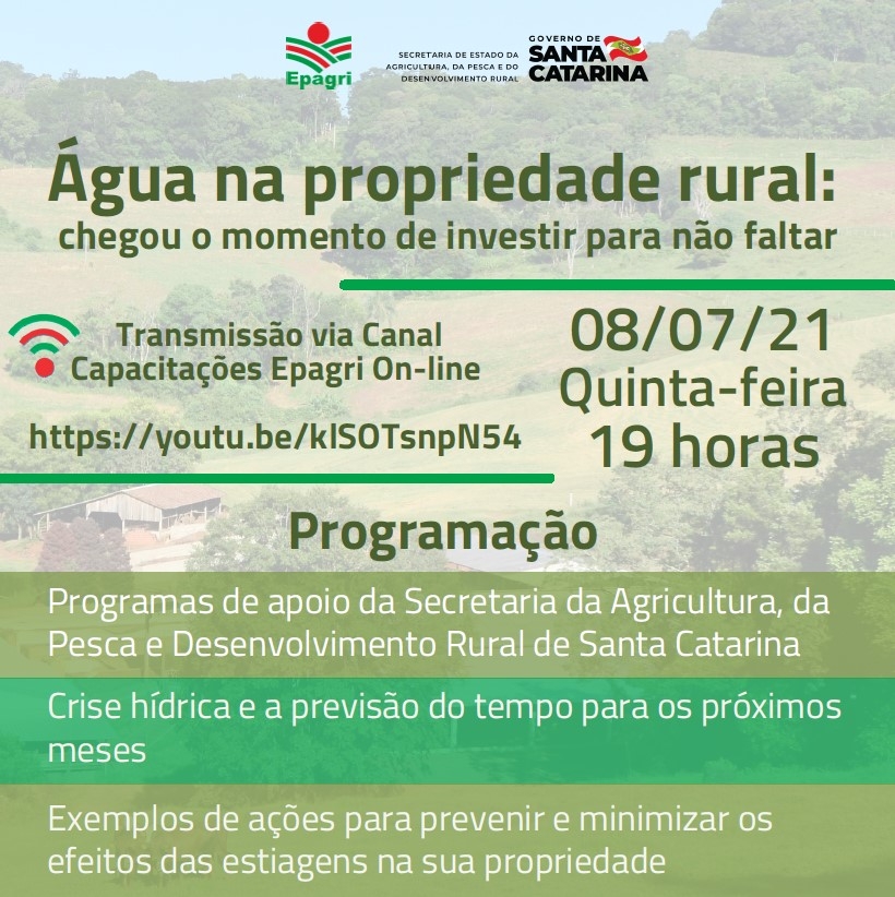 Convite: Apresentação dos Programas de Apoio a Resiliência Hídrica em Santa Catarina