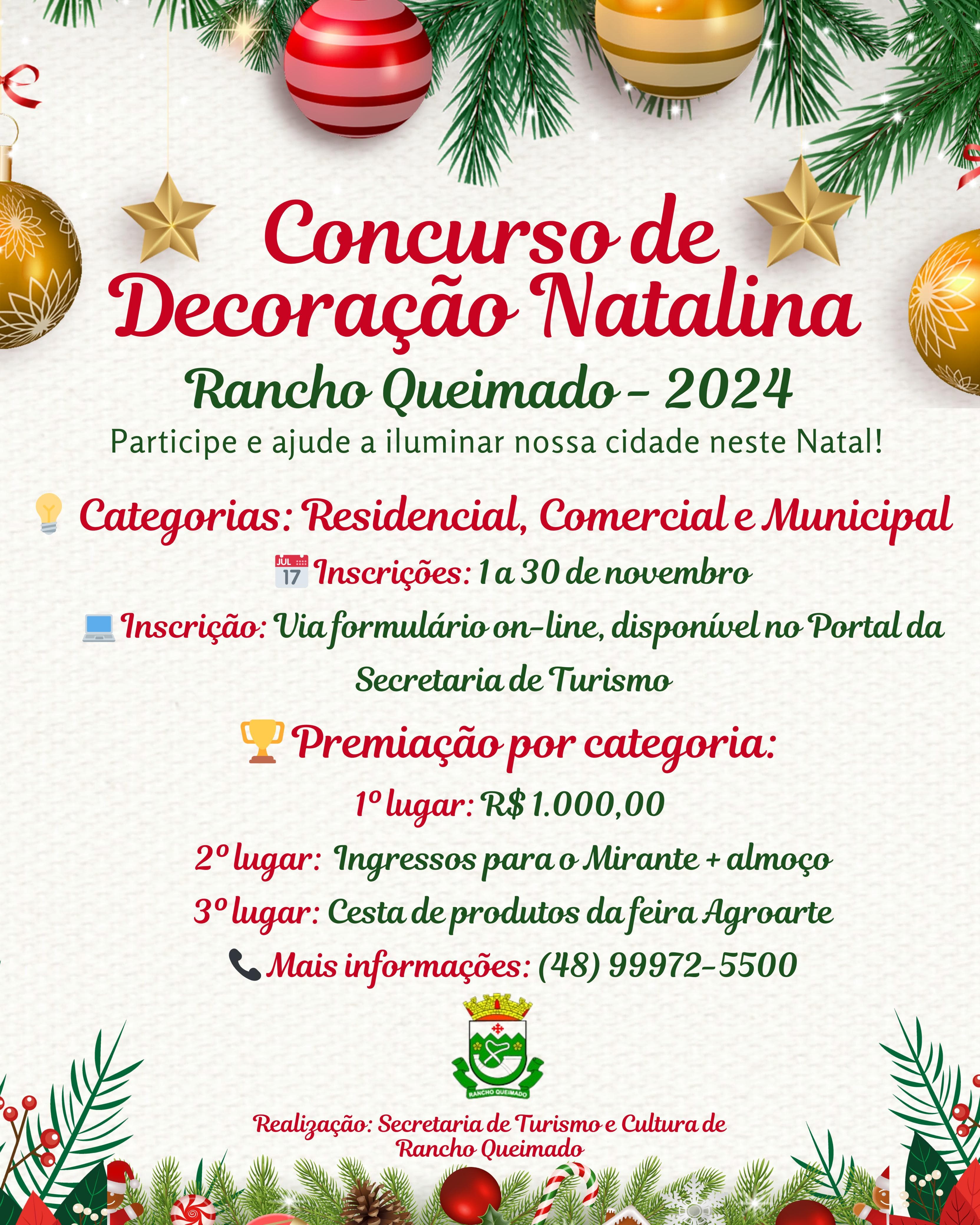 REGULAMENTO DO CONCURSO DE DECORAÇÃO NATALINA RANCHO QUEIMADO 2024