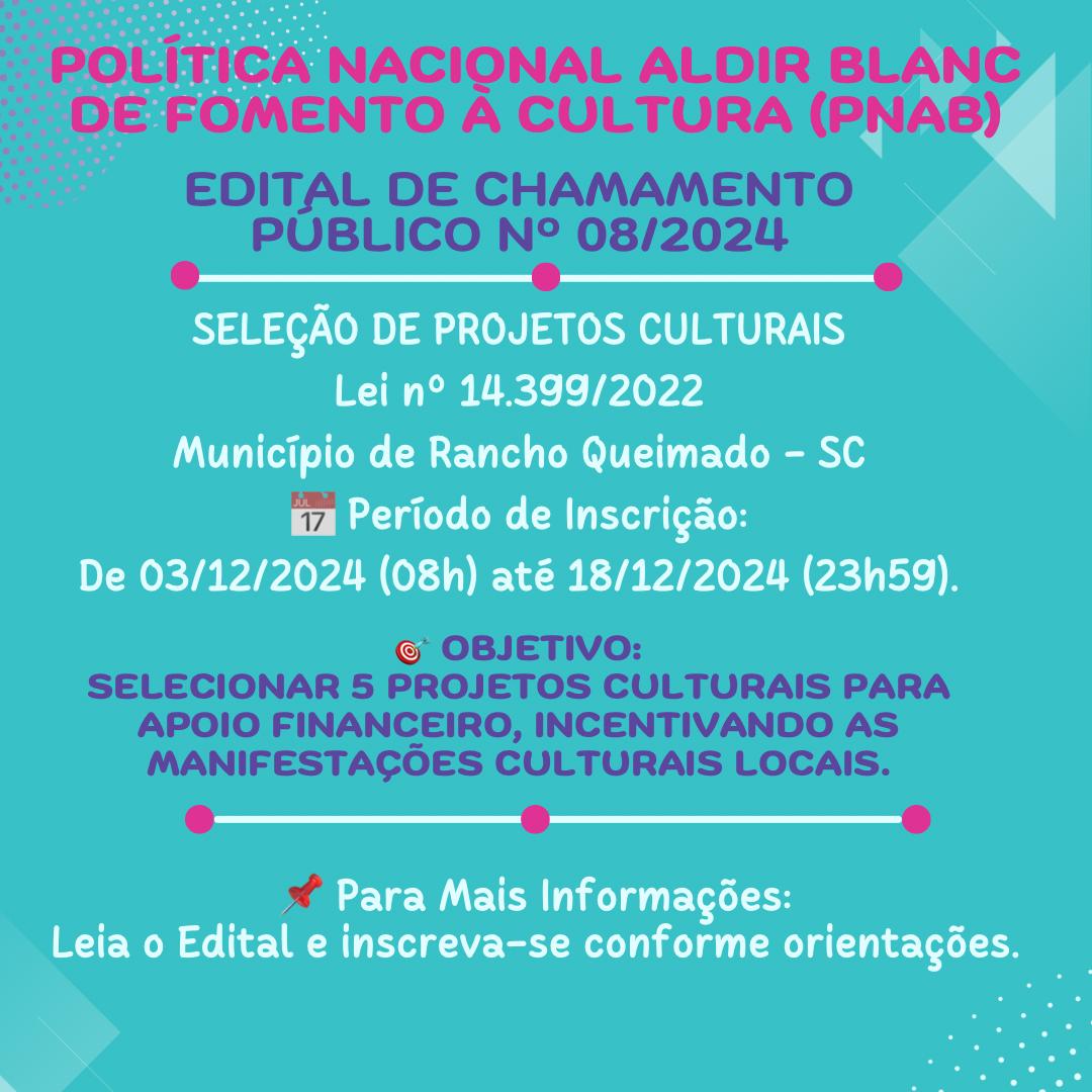 SELEÇÃO DE PROJETOS PARA FIRMAR TERMO DE EXECUÇÃO CULTURAL COM RECURSOS DA POLÍTICA NACIONAL ALDIR BLANC DE FOMENTO À CULTURA – PNAB (LEI Nº 14.399/2022)